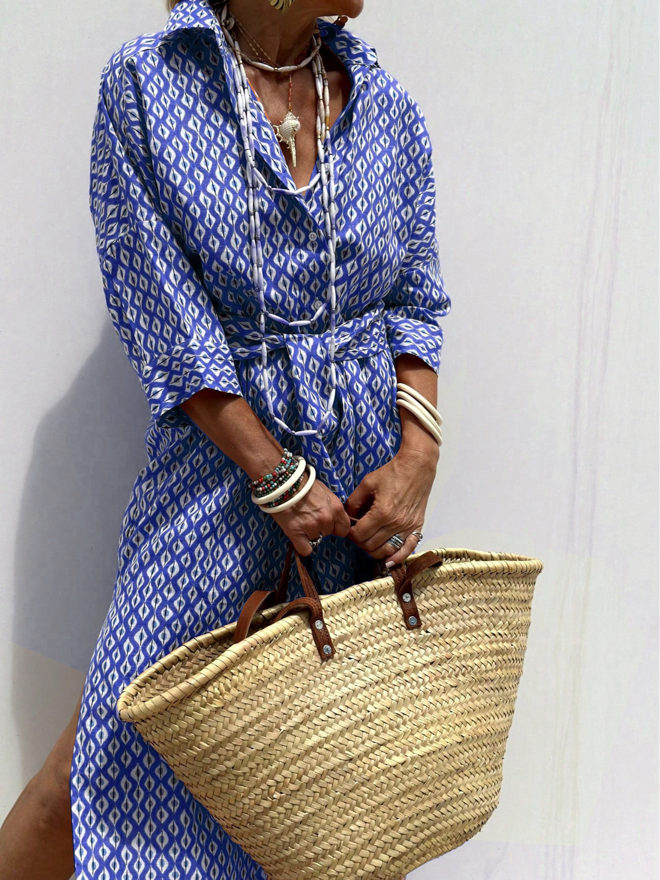 Women's Striped Button-Front Shirt Dress with Collar and Short Sleeves
