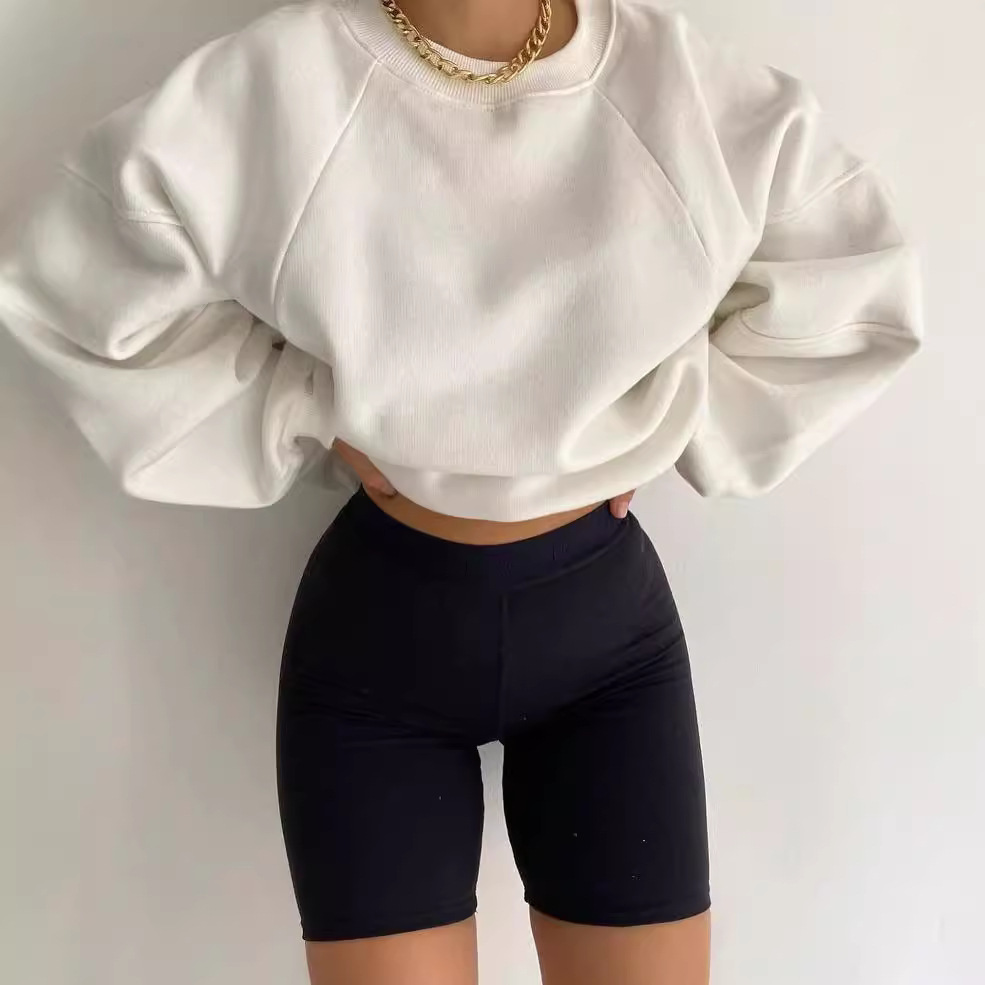 Crewneck Colorblock Long-Sleeve Solid Pullover Sweatshirt