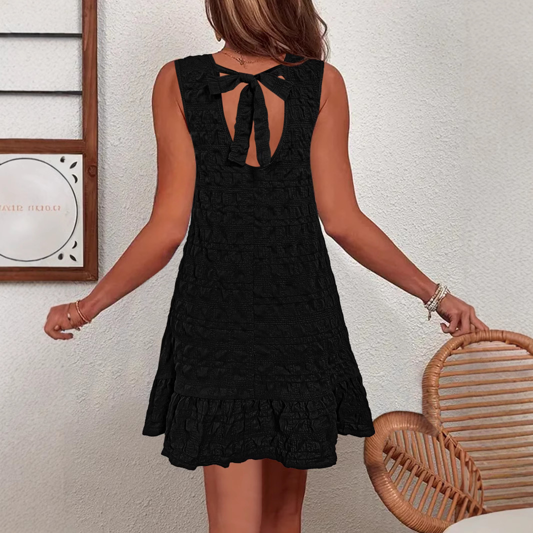 Sleeveless Tie-Waist Solid Casual Dress