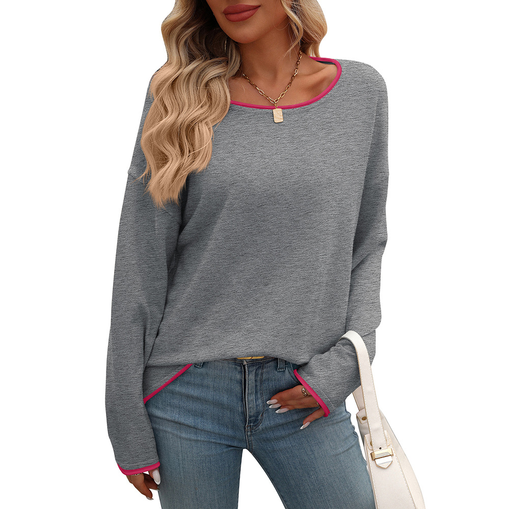 Women's Color-Block Crewneck Long-Sleeve Core-Spun Sweater