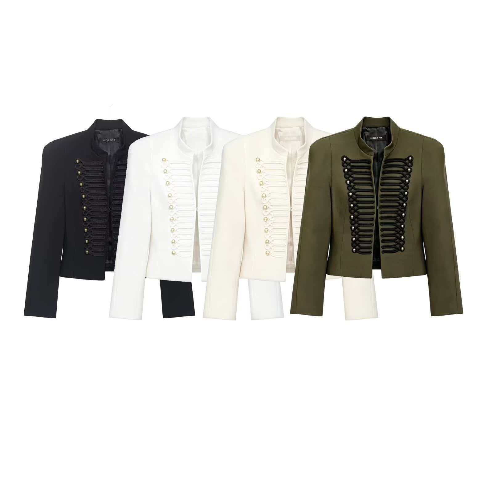 Women's Stand Collar Spliced Button Jacket