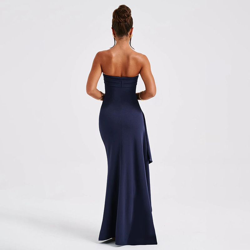 Women's Off-Shoulder Strapless Backless High-Slit Long Party Dress