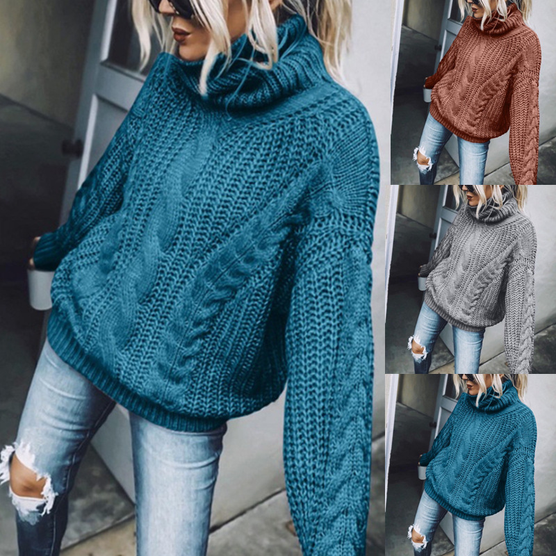 Women's Solid Turtleneck Knit Sweater
