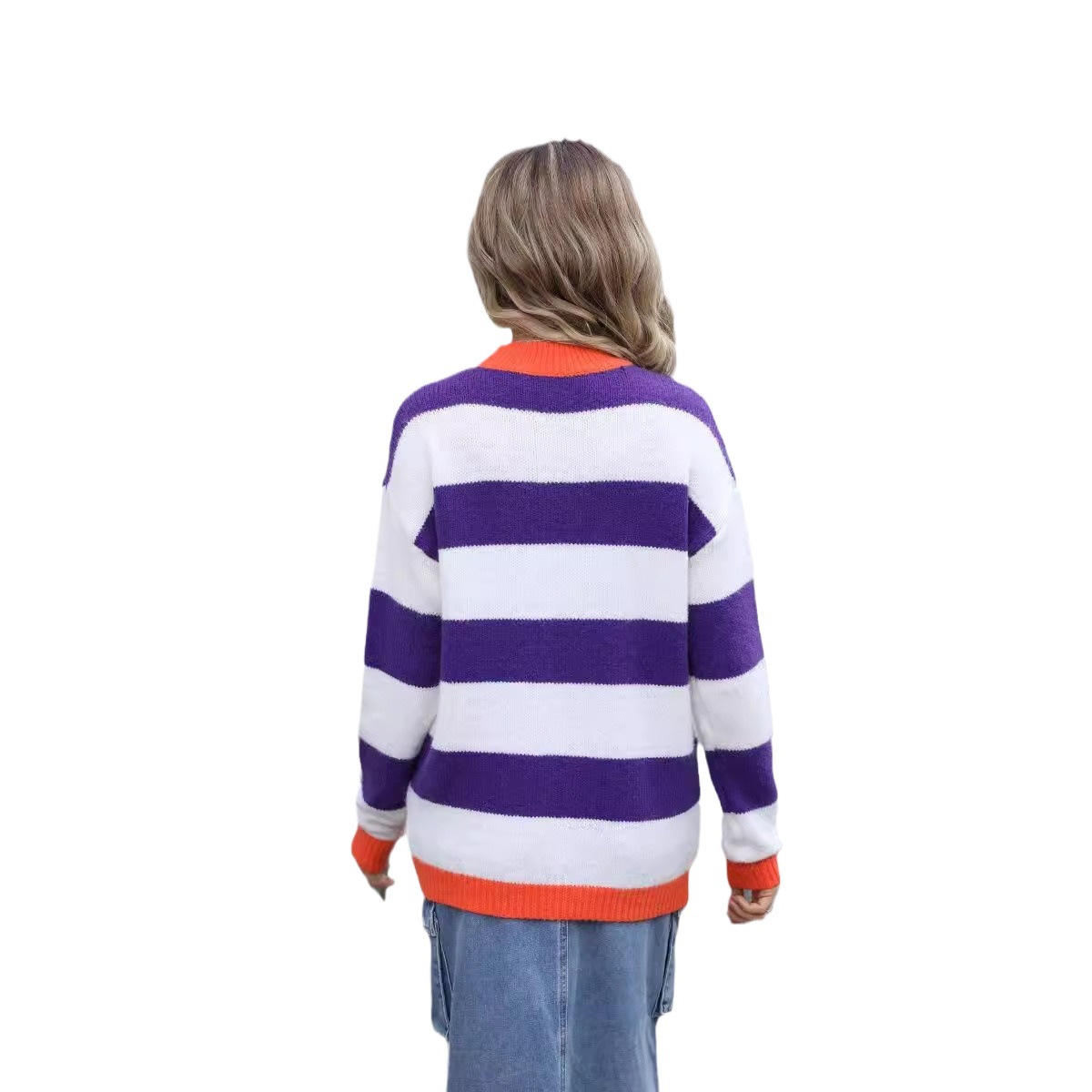 Striped Color-Block Plus-Size Pullover Sweater