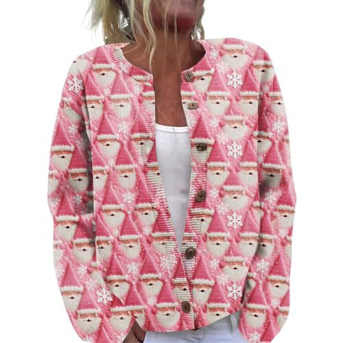 Women's Christmas Santa Print Cardigan Sweater