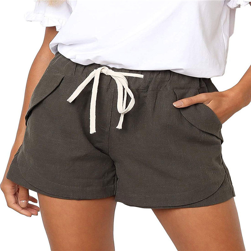 Women's Cotton-Linen Drawstring Shorts Casual Beach