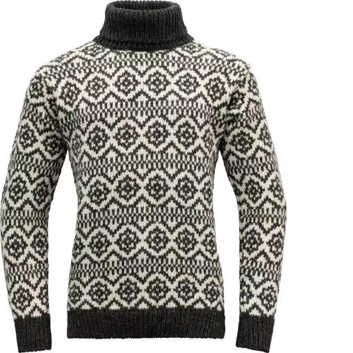 Men's Retro Argyle Turtleneck Sweater Loose Fit Pullover Knit