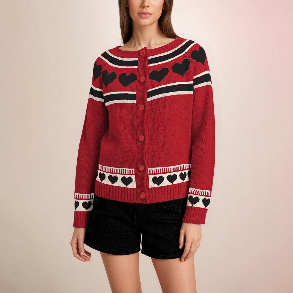 Women's Heart Button Cardigan Sweater
