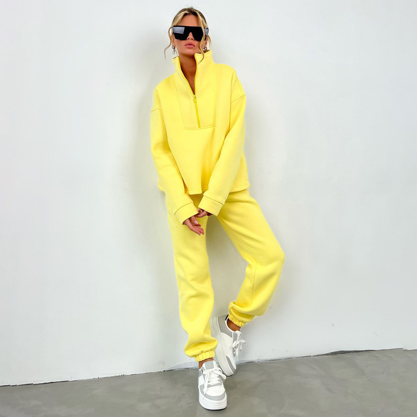 Women's Long Sleeve Stand Collar Zip Two-Piece Tracksuit Set