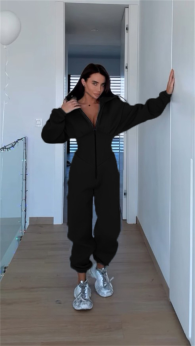 Women's Hooded Jumpsuit Long Sleeve Slim Fit Casual Streetwear
