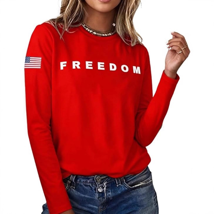 FREEDOM Letter Flag Women's Crewneck Sweatshirt