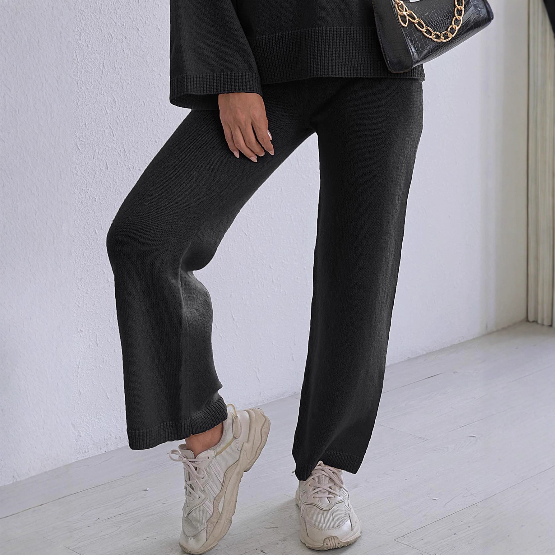 High-Waist Straight-Leg Wide-Leg Casual Pants