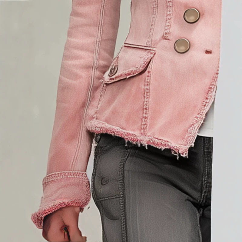 Pink Washed Slim Fit Denim Jacket