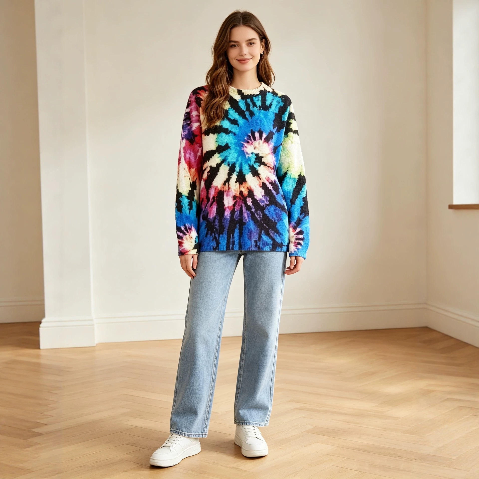 3D Print Christmas Sweater Women's Crewneck Long Sleeve Knit Pullover