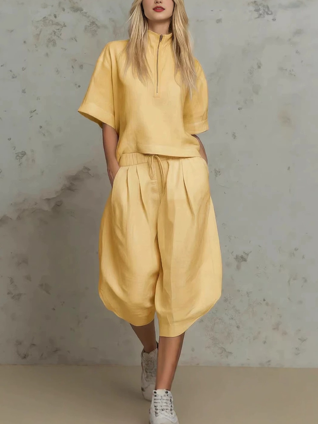 Women's Short Sleeve Wide Leg Two Piece Set Casual Loungewear