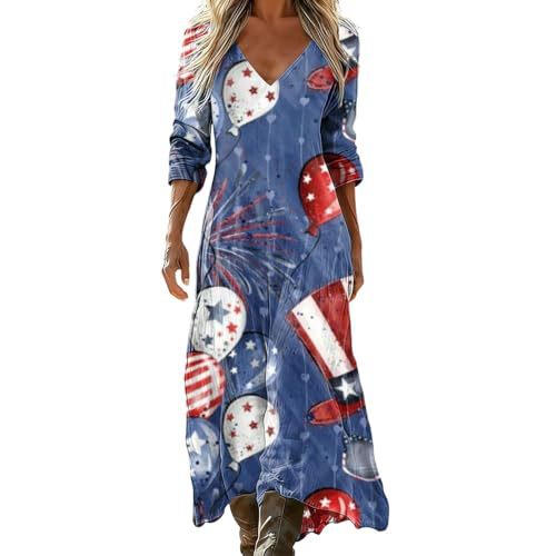 Women's Gradient Star American Flag Print Ruched Midi Dress