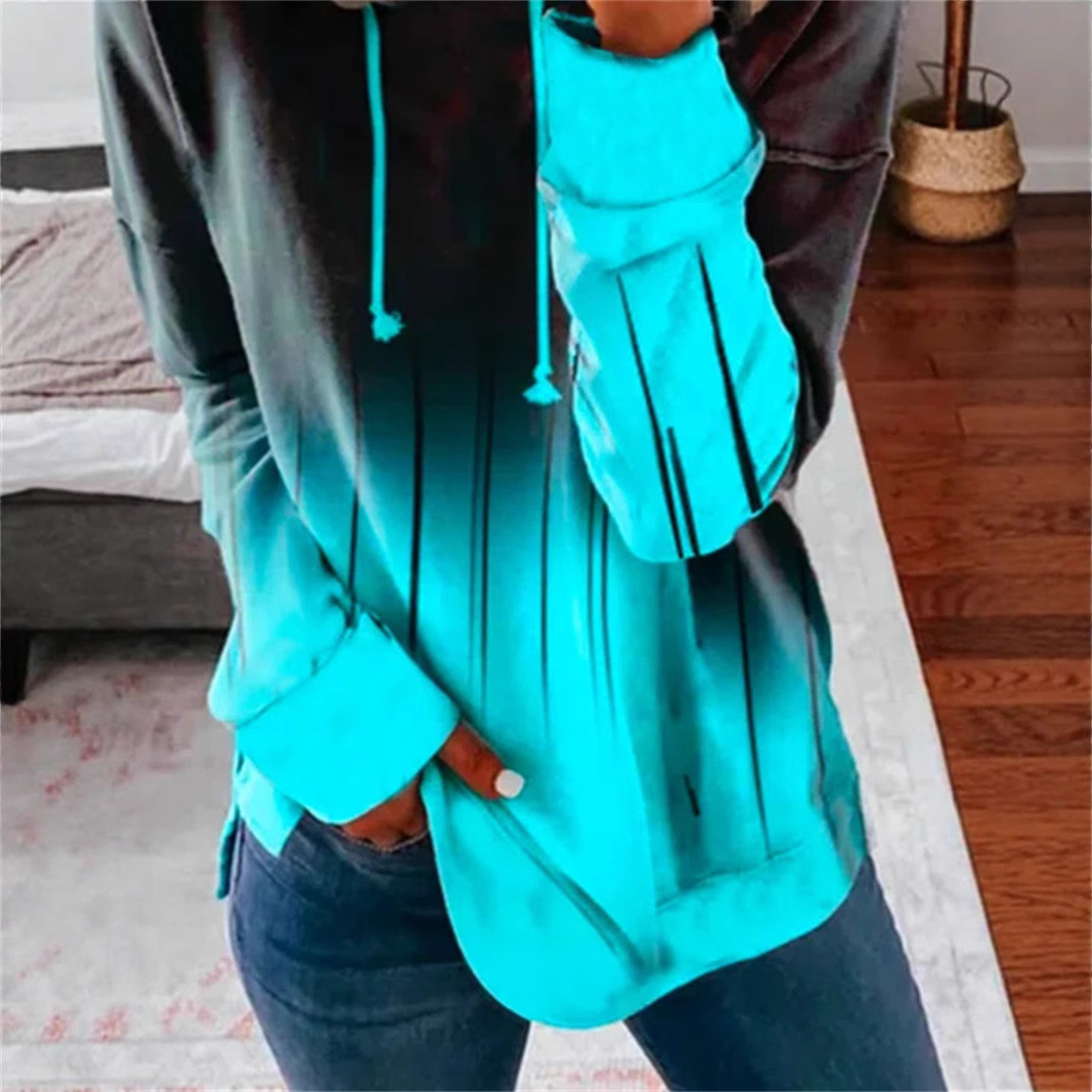 Women's Gradient Print Crewneck Loose Casual Sweatshirt