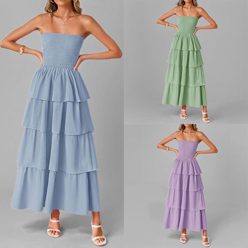 Women's Elegant Spaghetti Strap Open Back Slit Dress