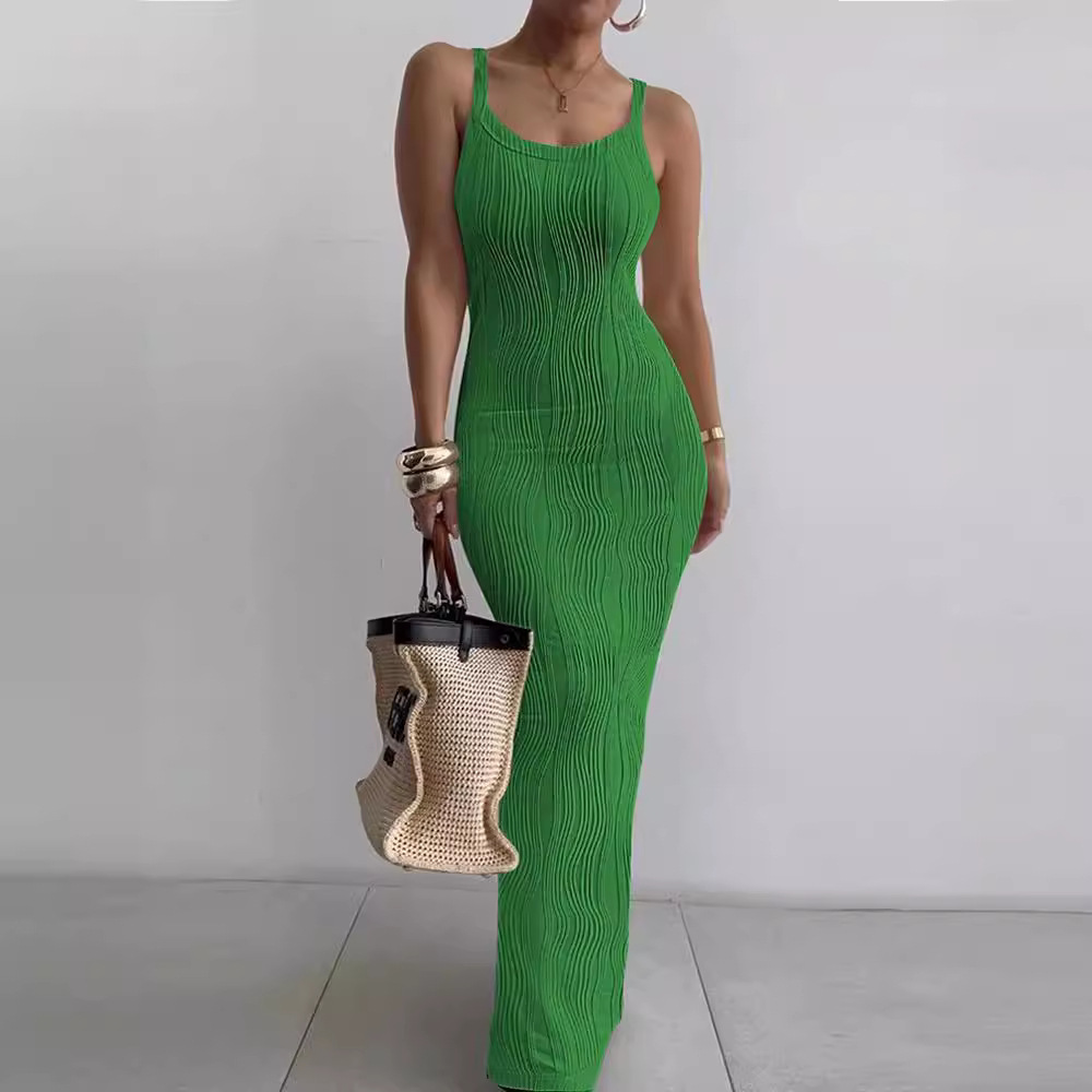 Sleeveless Bodycon V-Neck Long Dress