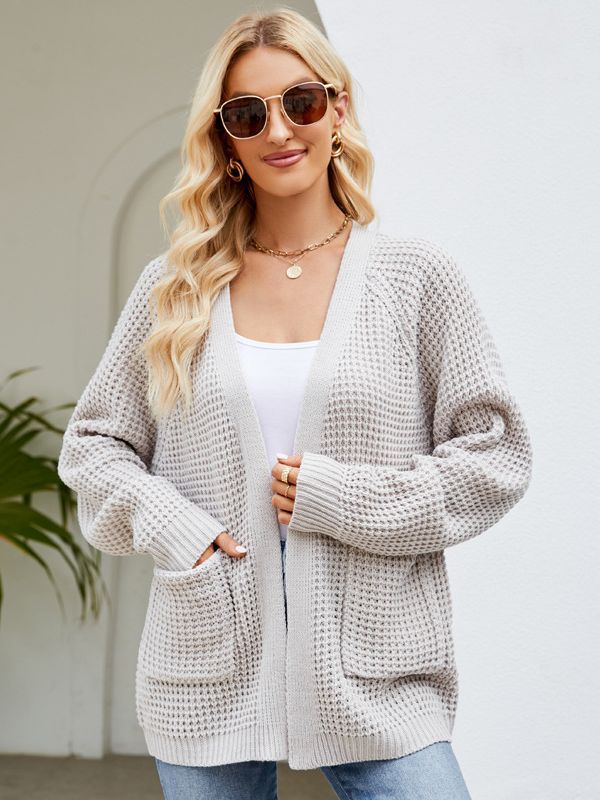 Women's Cozy Knit Cardigan Sweater Coat V-Neck Mid-Length