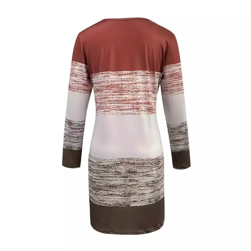 Floral Print Loose Fit Midi Dress Long Sleeve Round Neck Pullover