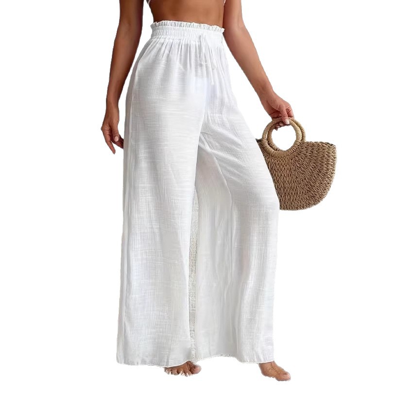 Women's Solid Color Wide-Leg Pants Casual Loose Fit Commuter Trousers