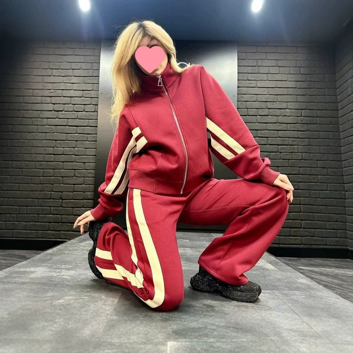 Women's Colorblock Two-Piece Casual Sweatsuit Set Long Sleeve Cardigan Top and Pants