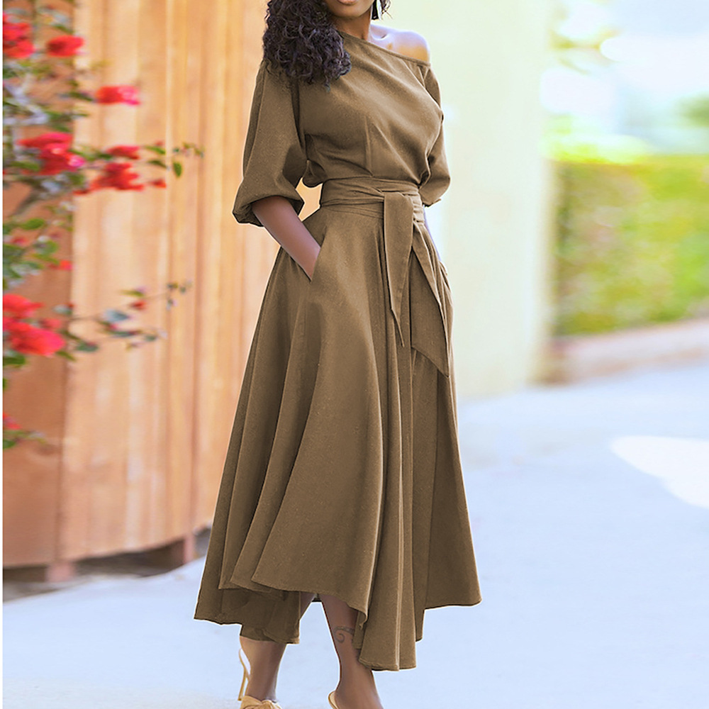 Elegant One-Shoulder High-Waist Long Dress
