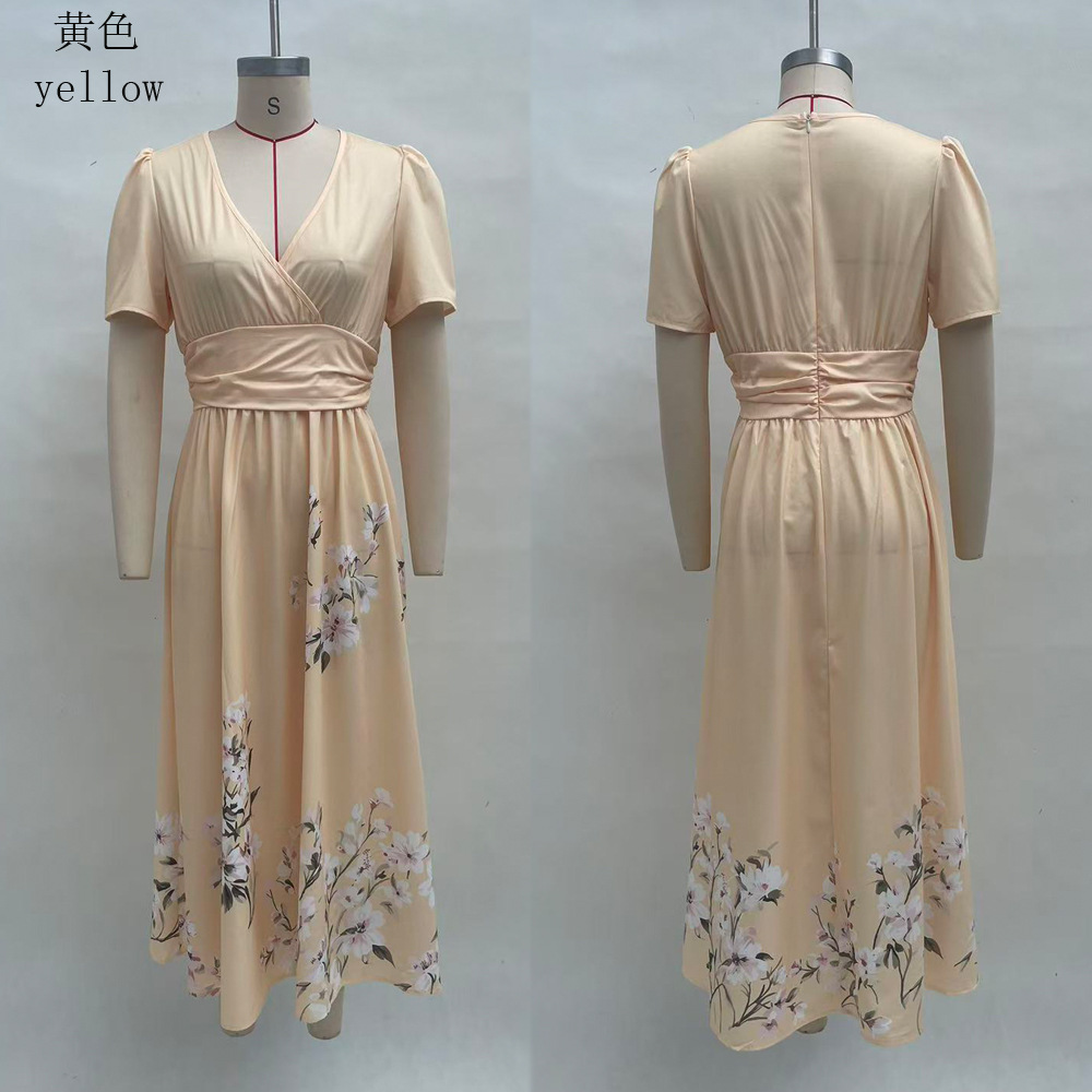 Floral Print Sleeveless V-Neck Pleated A-Line Maxi Dress