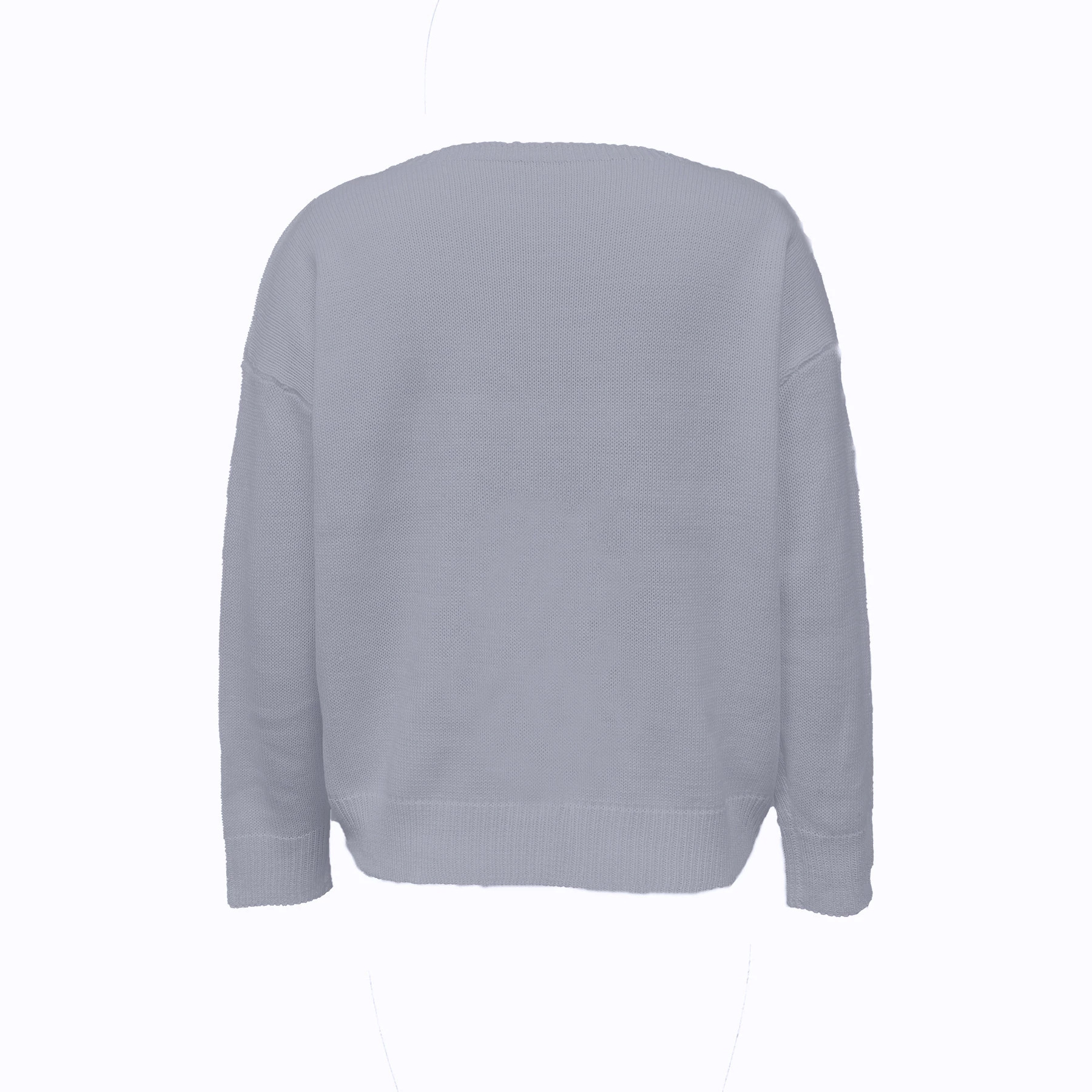 Soft Solid Color Crewneck Drop Shoulder Knit Sweater