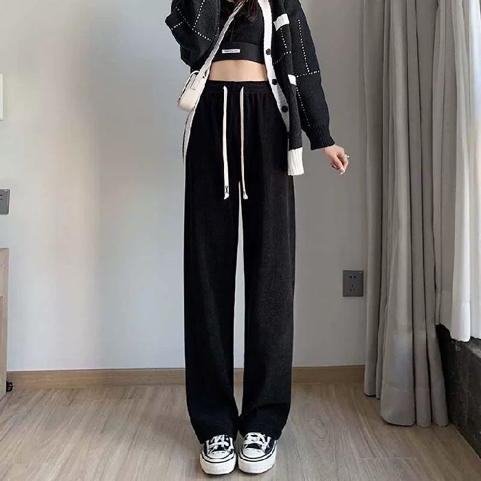Women's Wide-Leg Straight Pants Plus Size High Waist Draped