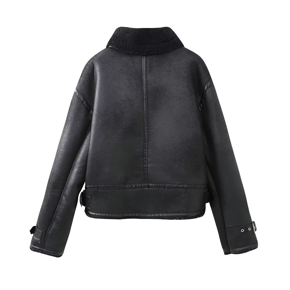 Women's Street Style Belted Double-Sided Jacket