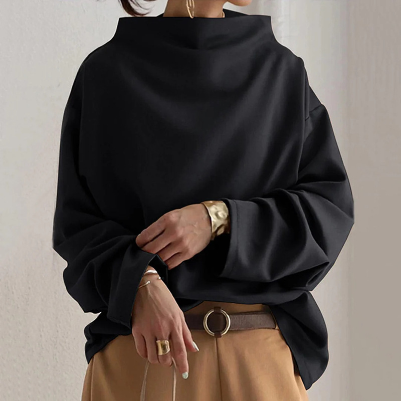 Women's Casual Turtleneck Pullover Loose Fit Sweatshirt
