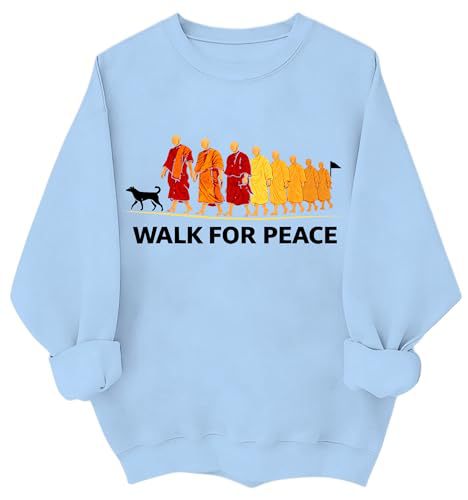 Women's Light and Peace Walking Print Crewneck Sweatshirt