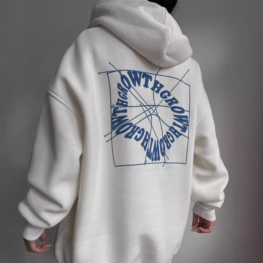 Women's Casual Letter Print Hooded Sweatshirt Long Sleeve Pullover