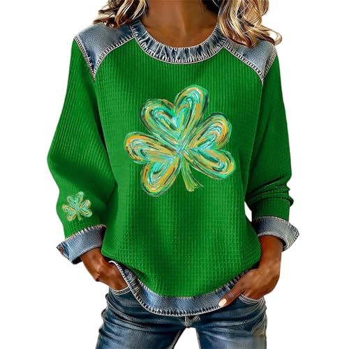 Women's Clover Tree Plant Print Crewneck Sweatshirt
