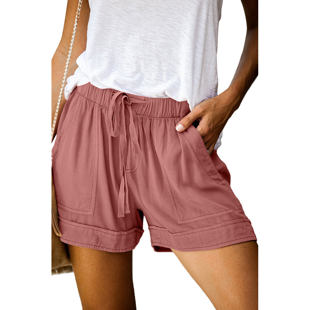 Women's High-Waist Wide-Leg Drawstring Shorts Casual Summer