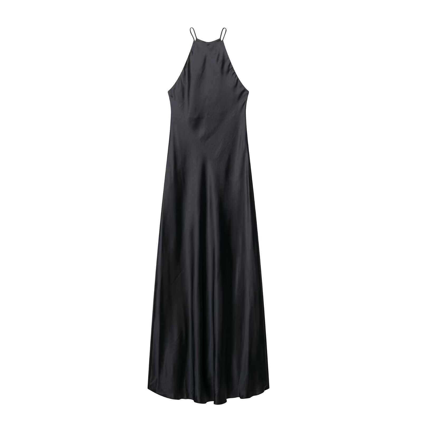 Silk Satin Halter Neck Midi Dress