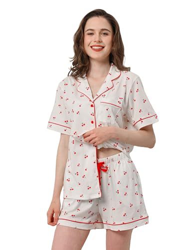 Women's Cuban Collar Short Sleeve Printed Shirt Set