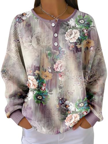 Women's Floral Branch Print Button Sweatshirt