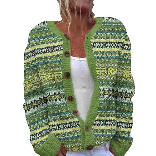 Women's Tribal Totem Print Button Cardigan Sweater
