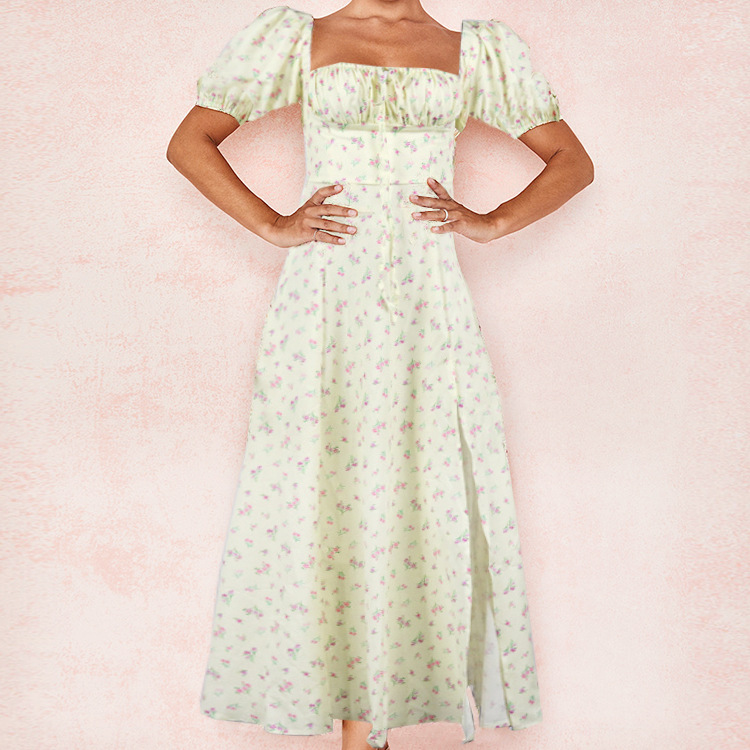 French-Style Sleeveless High-Waist Slit Midi Dress