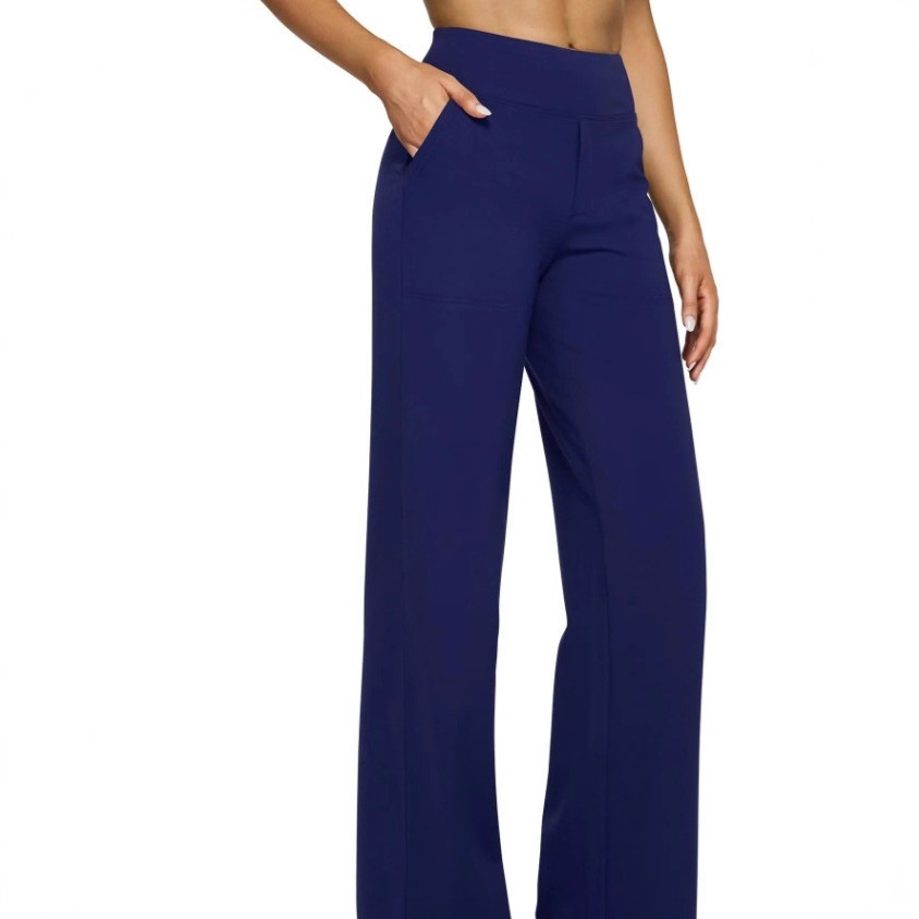 High-Waist Straight-Leg Yoga Pants with Pockets