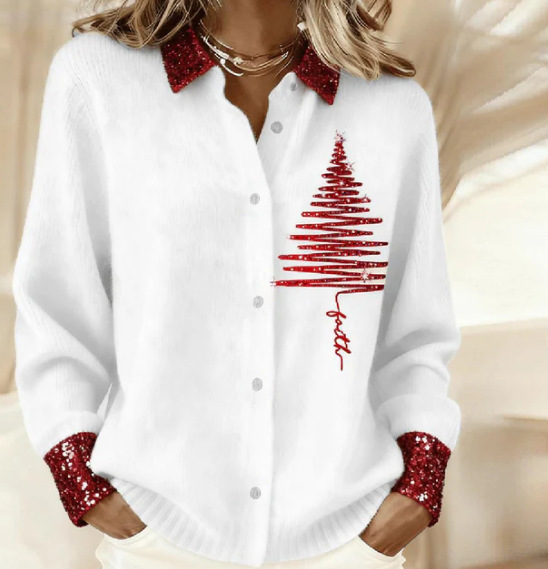 Women's Collared Button-Front Cardigan Sweater, Solid 3D Print Knit, Loose Fit