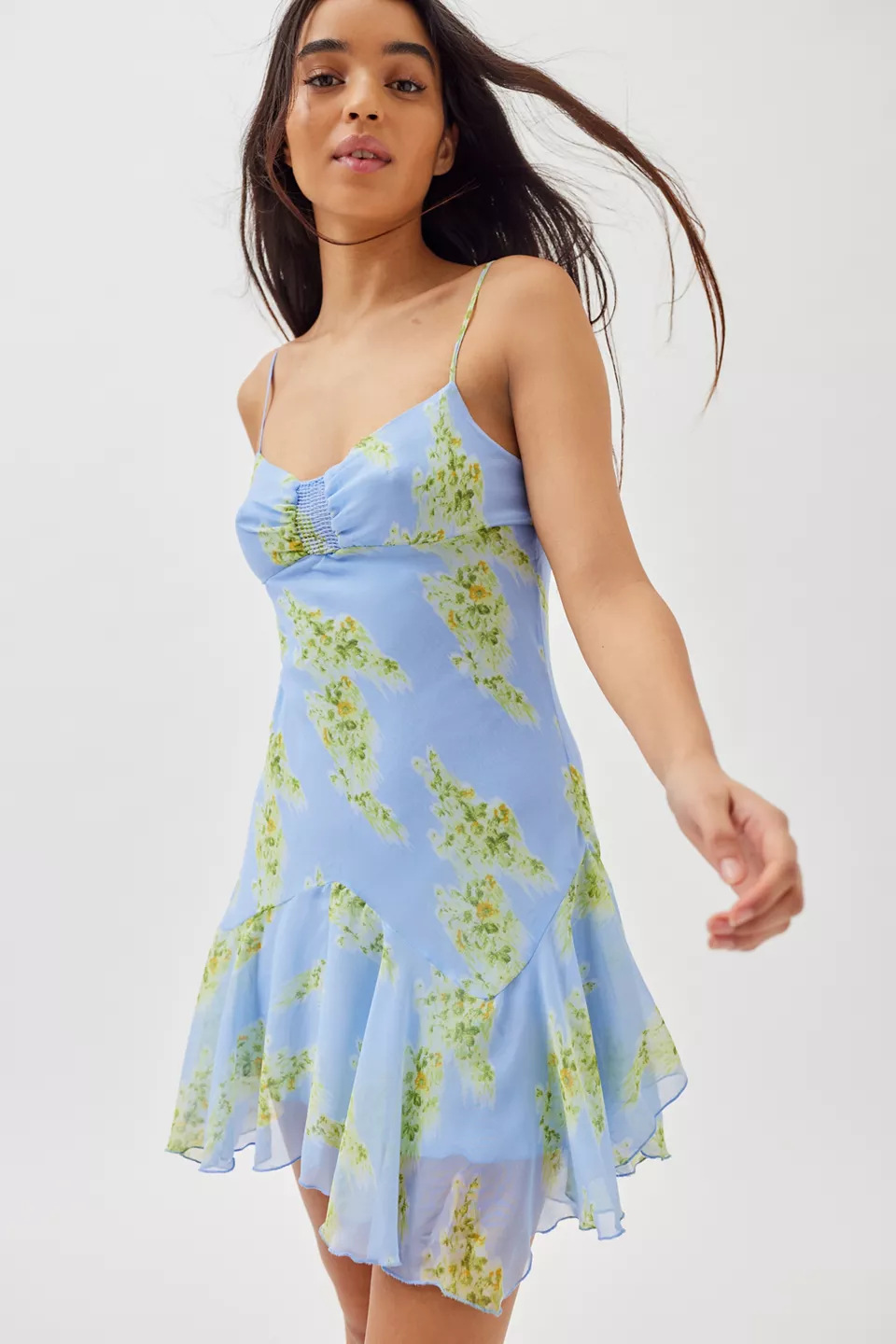 Women's Digital Print Cami Nightdress Pleated Mini Dress