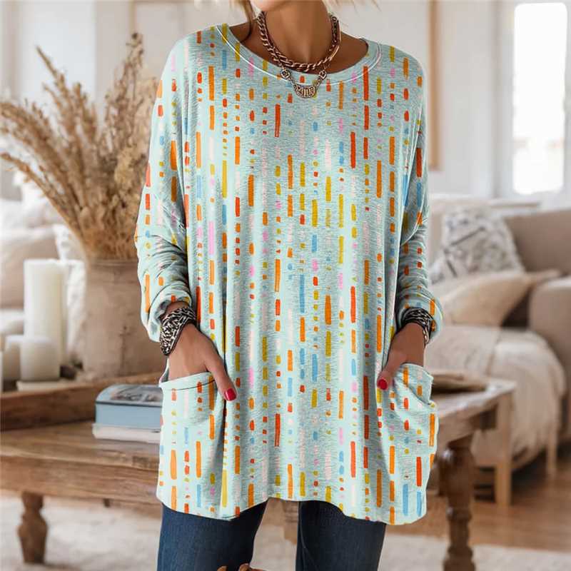 Women's Animal Print A-Line Midi Dress Long Sleeve Crew Neck Casual