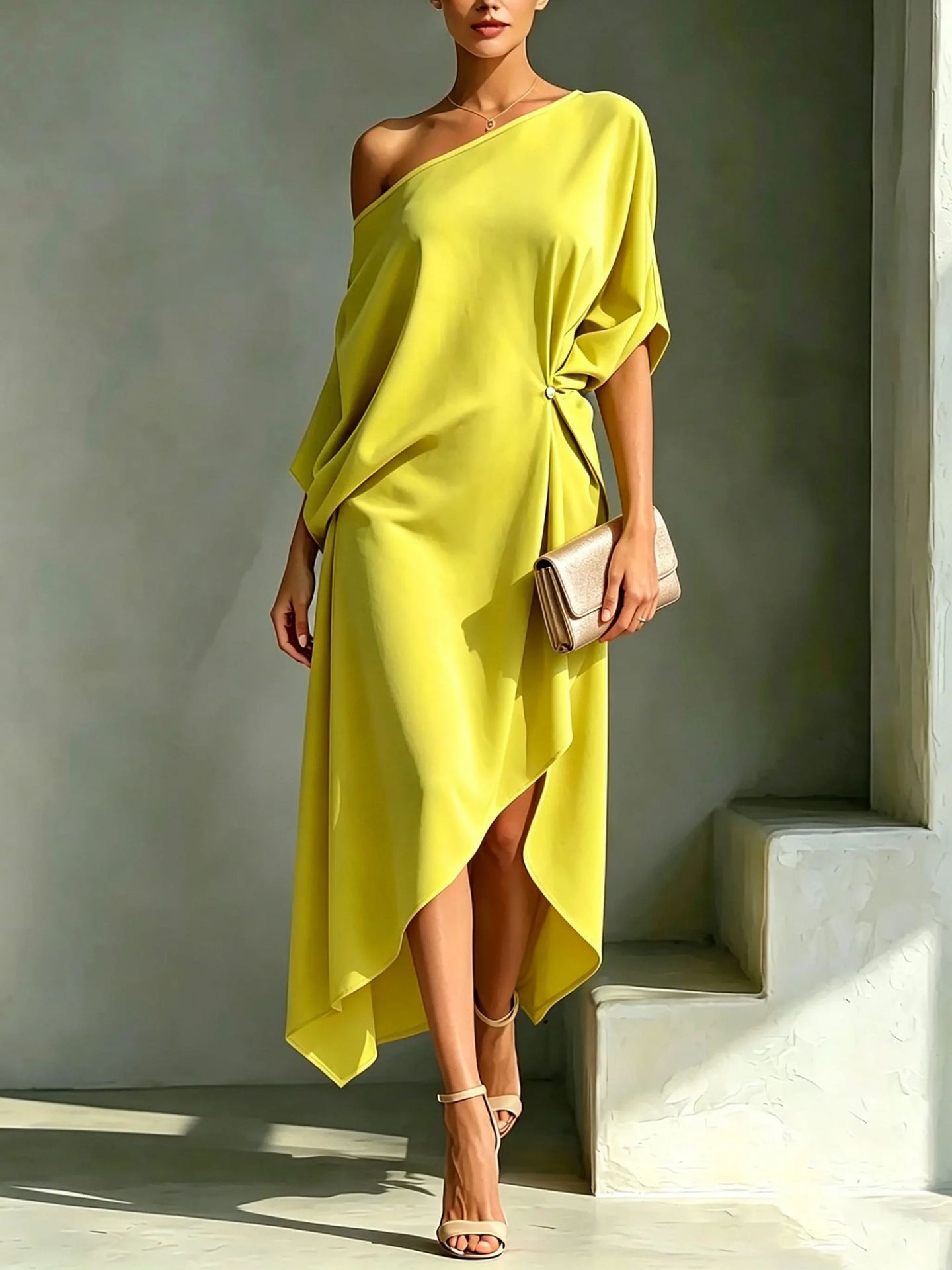 Elegant Minimalist Sleeveless Cotton-Linen Dress