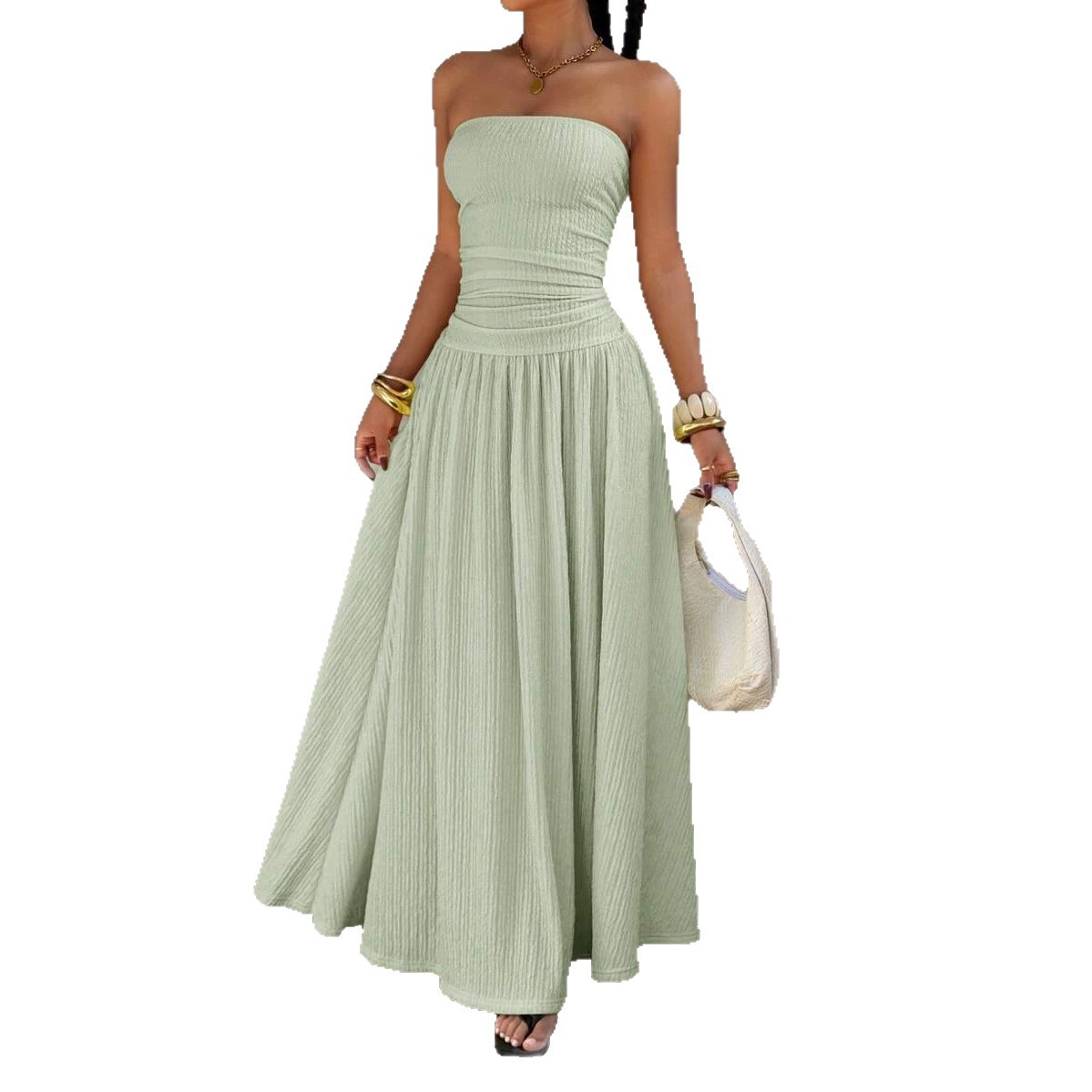 Women's Sleeveless Strapless Bodycon Midi Dress