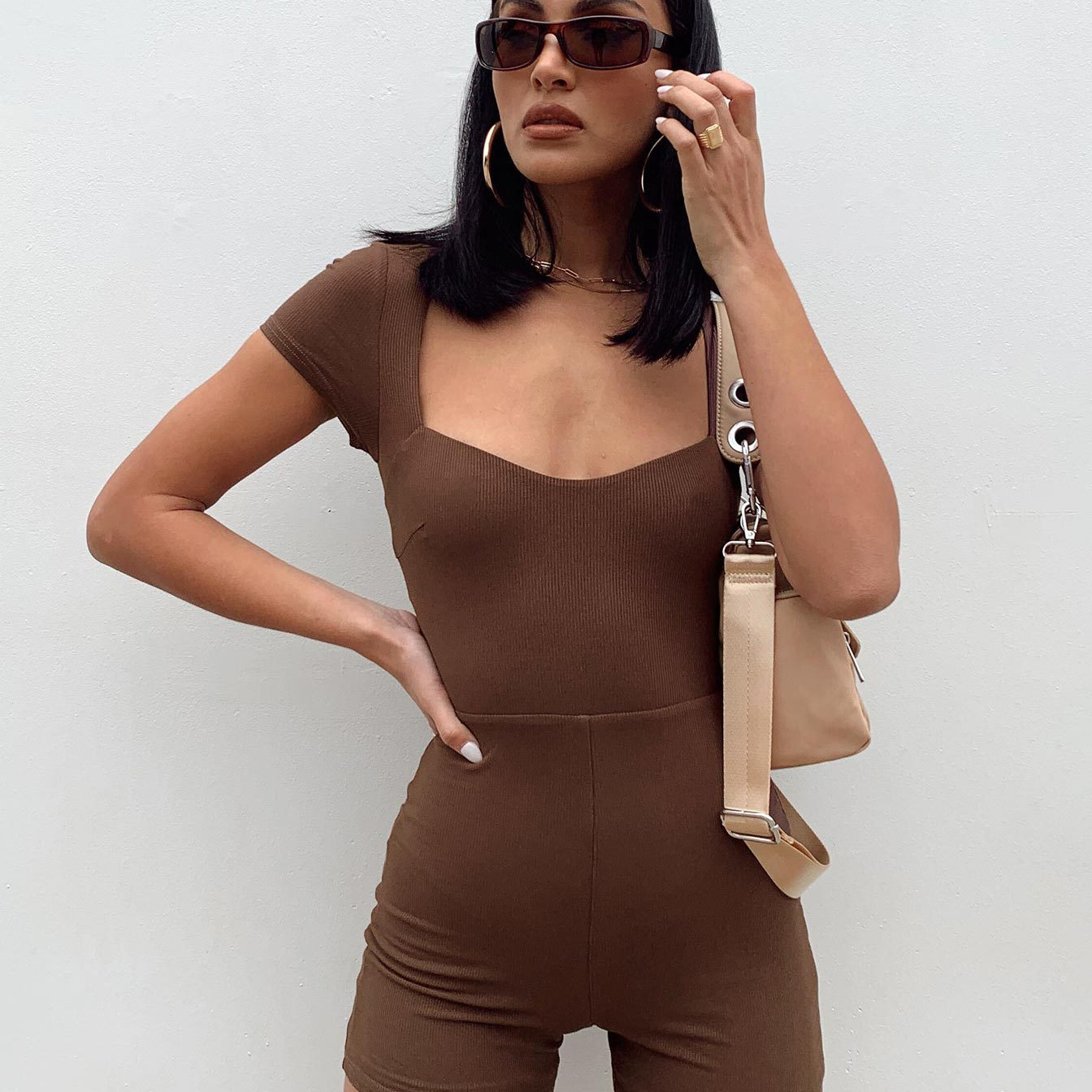 Women's Summer Bodycon Romper High Waist Shorts