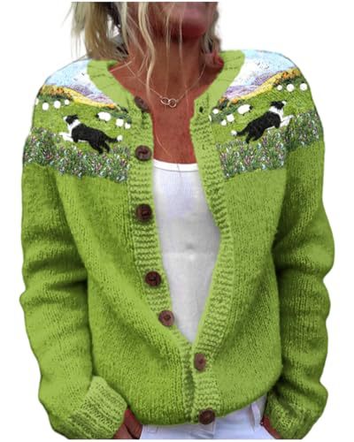 Women's Animal Boho Print Button Cardigan Sweater